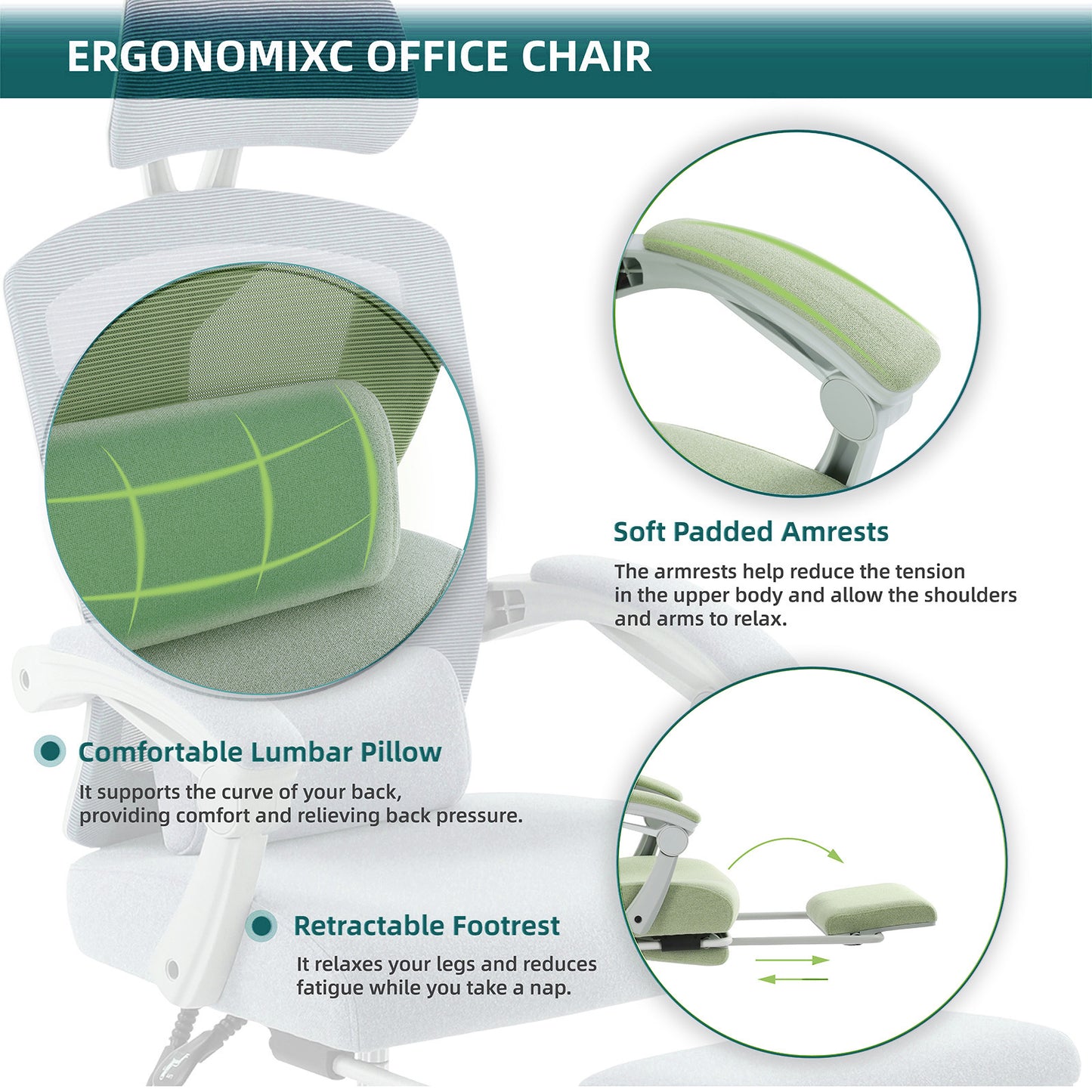 Ergonomic Office Chair Lumbar Support Pillow Computer Desk Chair