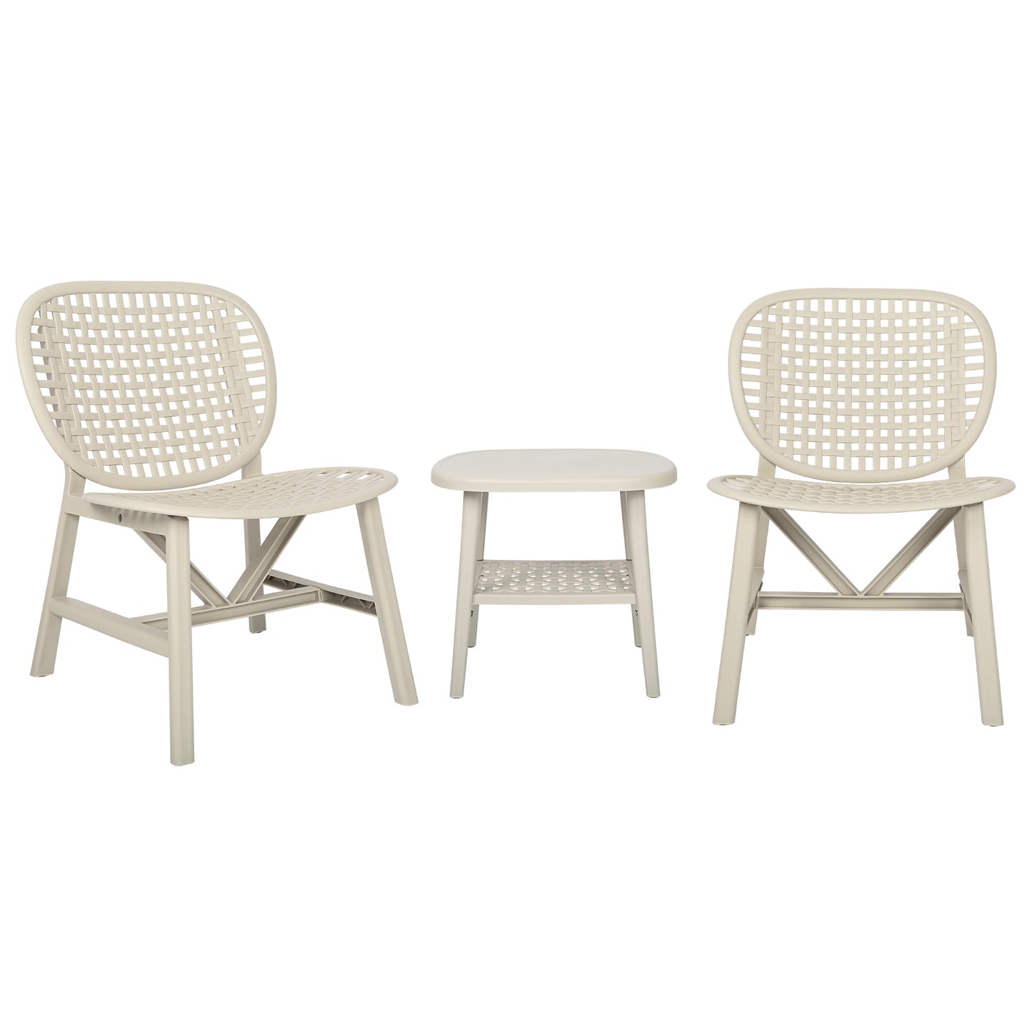3 Pieces Hollow Design Retro Patio Table Chair Set All Weather