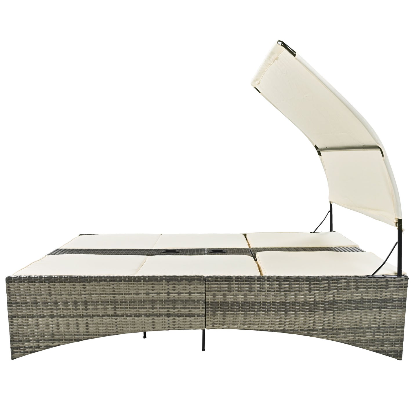 Patio Daybed Outdoor Daybed, Shelter Roof, Adjustable Backrest, Storage Box