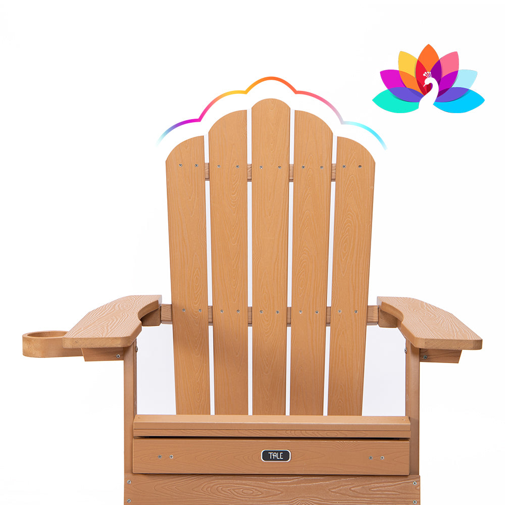 Folding Adirondack Chair with Pullout Ottoman with Cup Holder