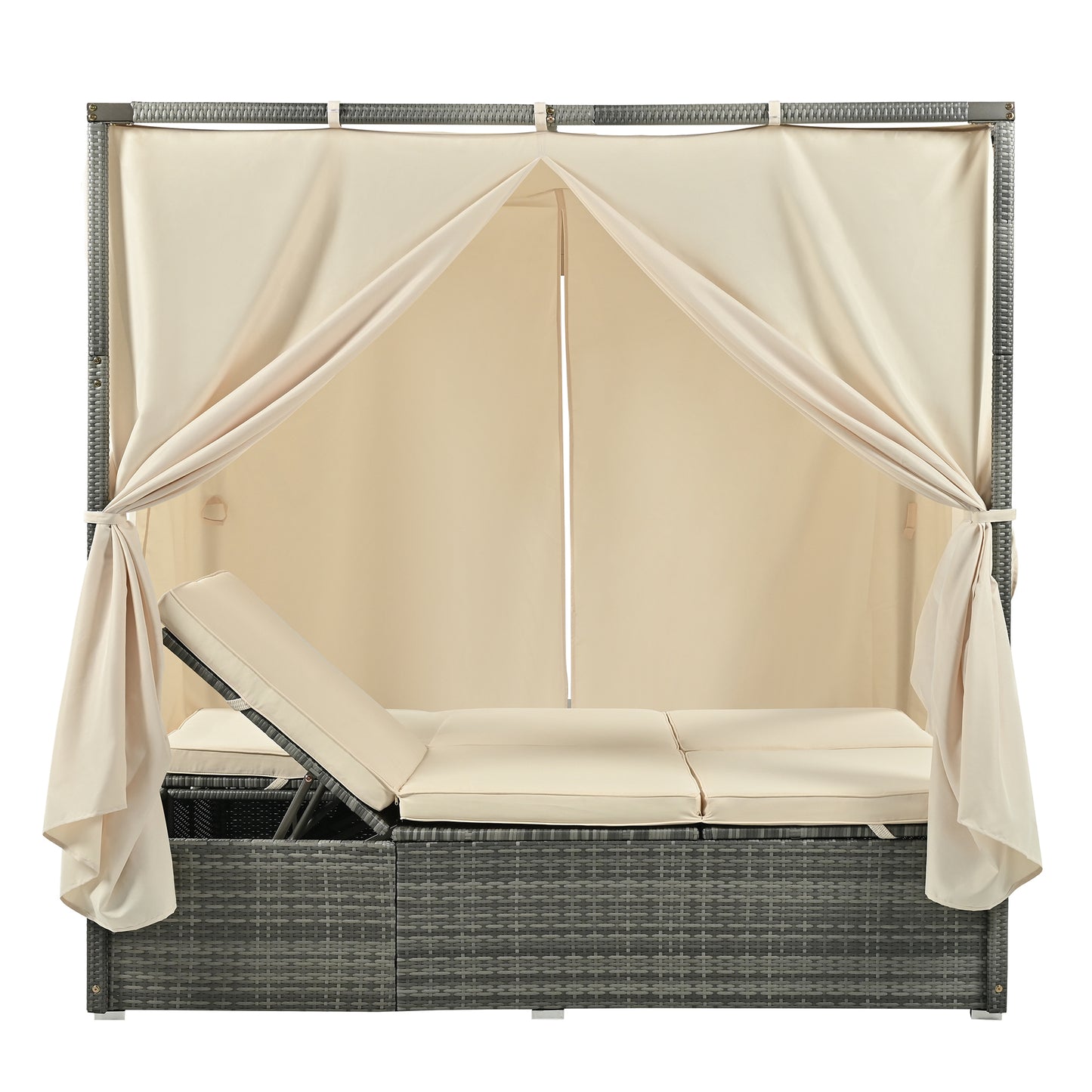 U_Style Adjustable Sun Bed With Curtain, High Comfort