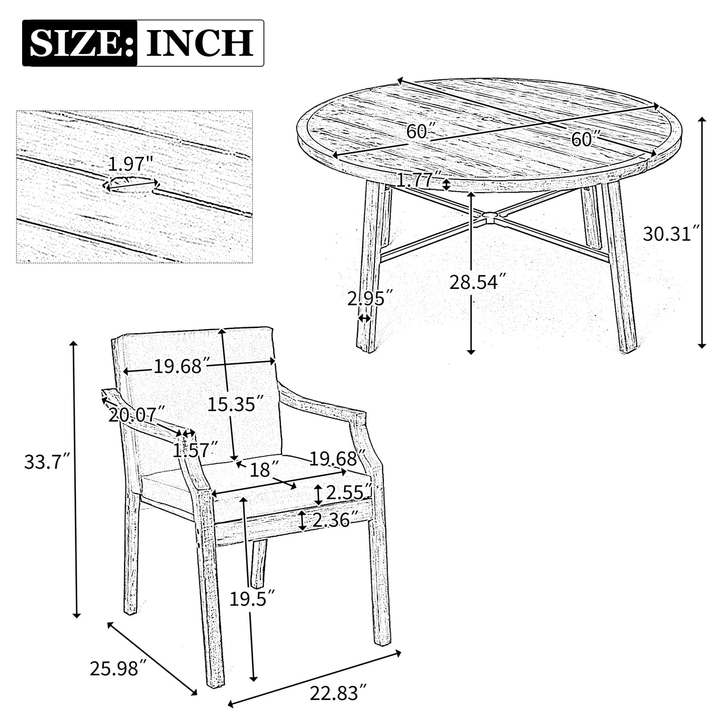 Outdoor Dinning Set 6-Person Outdoor, Umbrella Removable Cushions