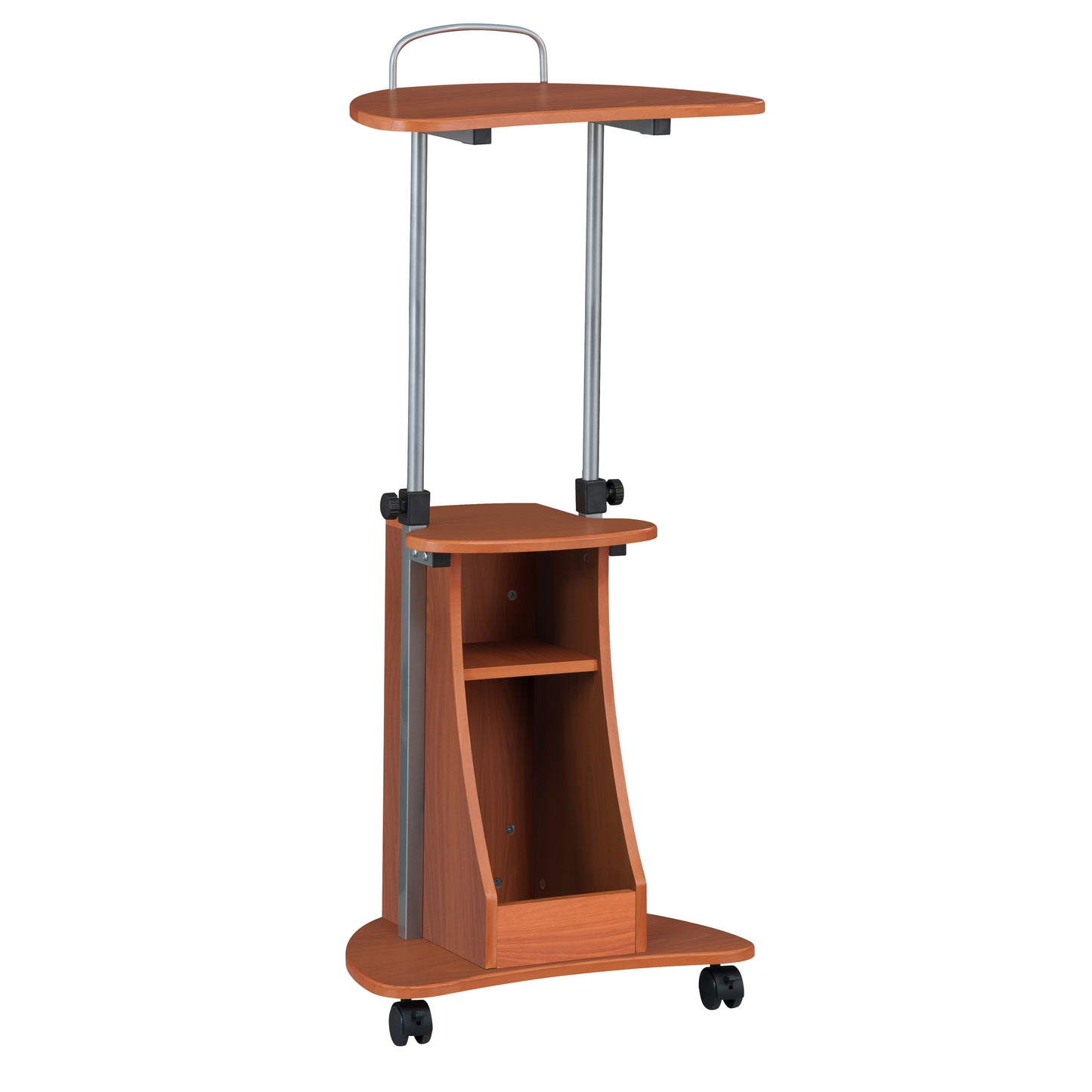 Techni Mobili Sit-to-Stand Rolling Adjustable Height Laptop Cart, Storage