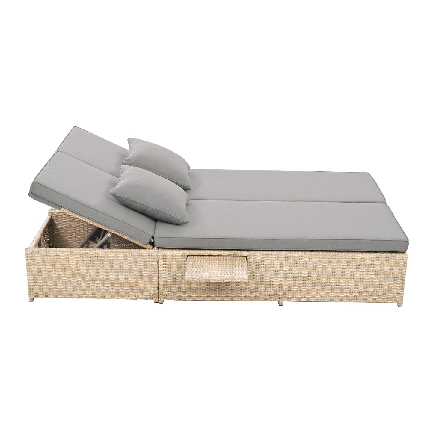 Outdoor Double Patio, Reclining Chairs, Adjustable Backrest Seat