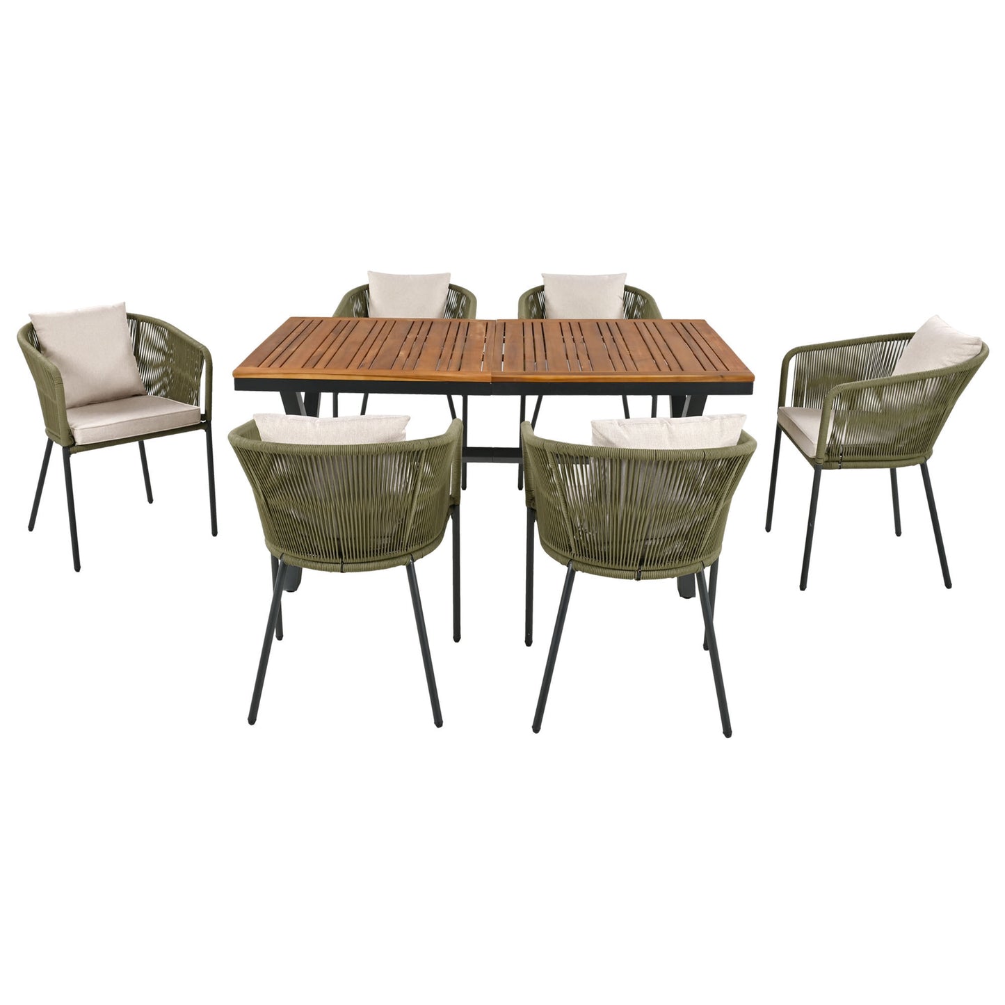 7 Pieces Patio Dining Set, All-Weather Outdoor, Dining Table, Chairs