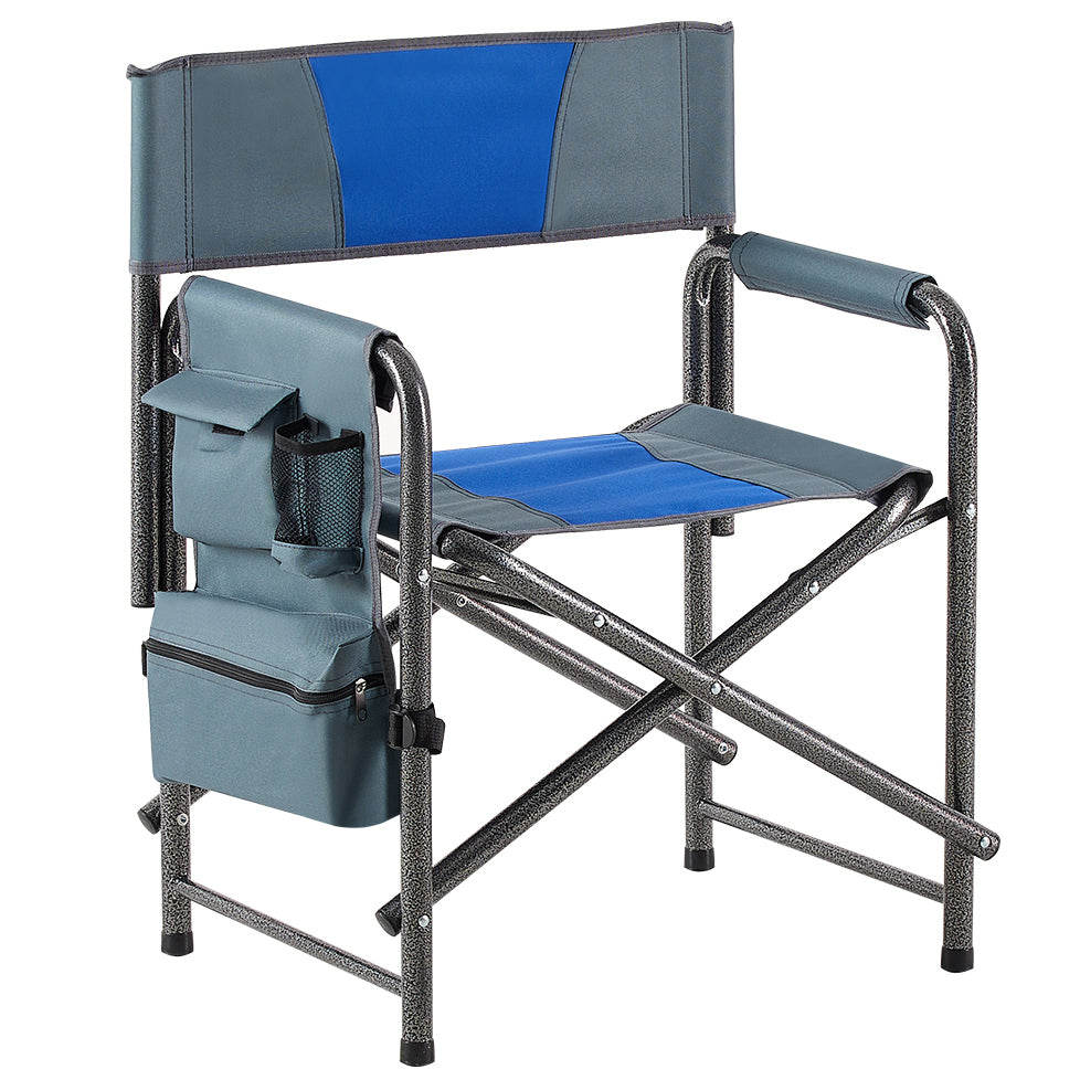 2-piece Padded Folding Outdoor Chair with Storage Pockets