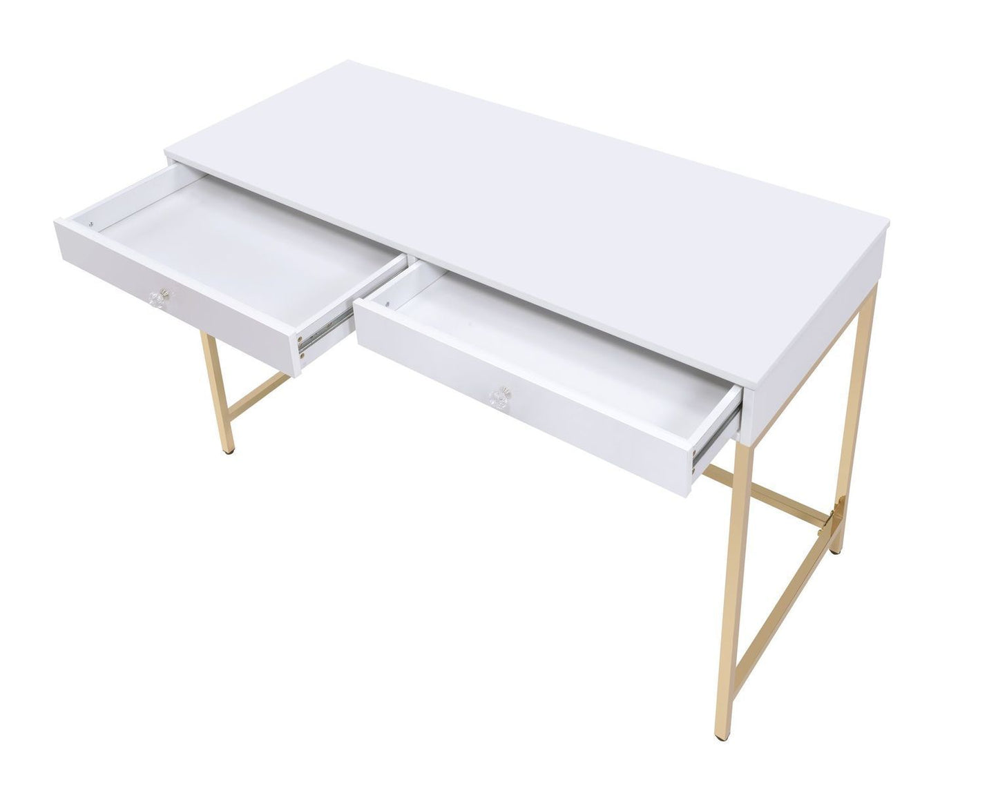 ACME Ottey Desk in White High Gloss & Gold