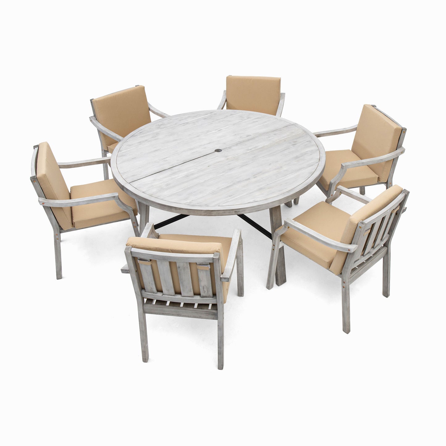 Outdoor Dinning Set 6-Person Outdoor, Umbrella Removable Cushions
