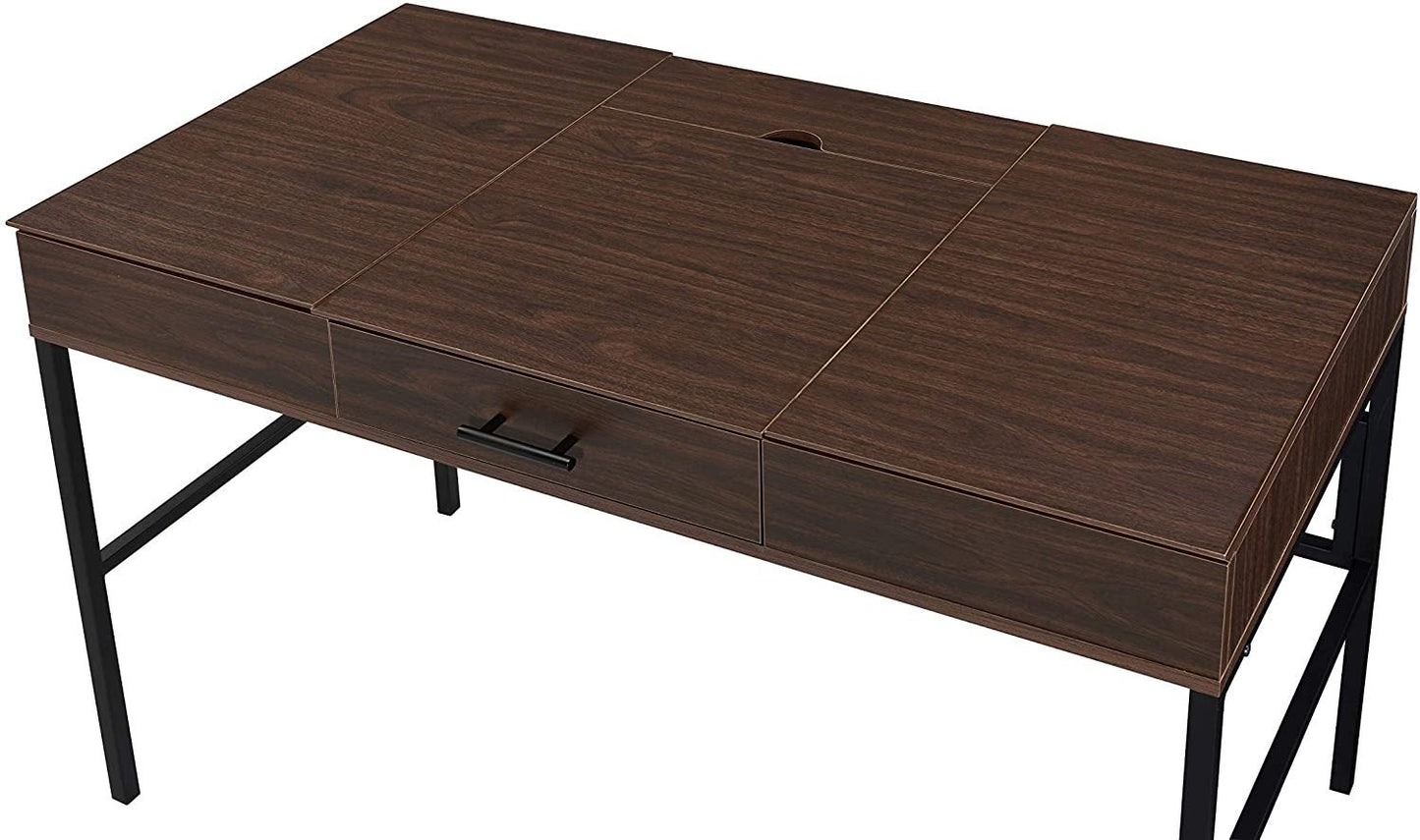 Verster Built-in USB Port Writing Desk, Oak & Black Finish