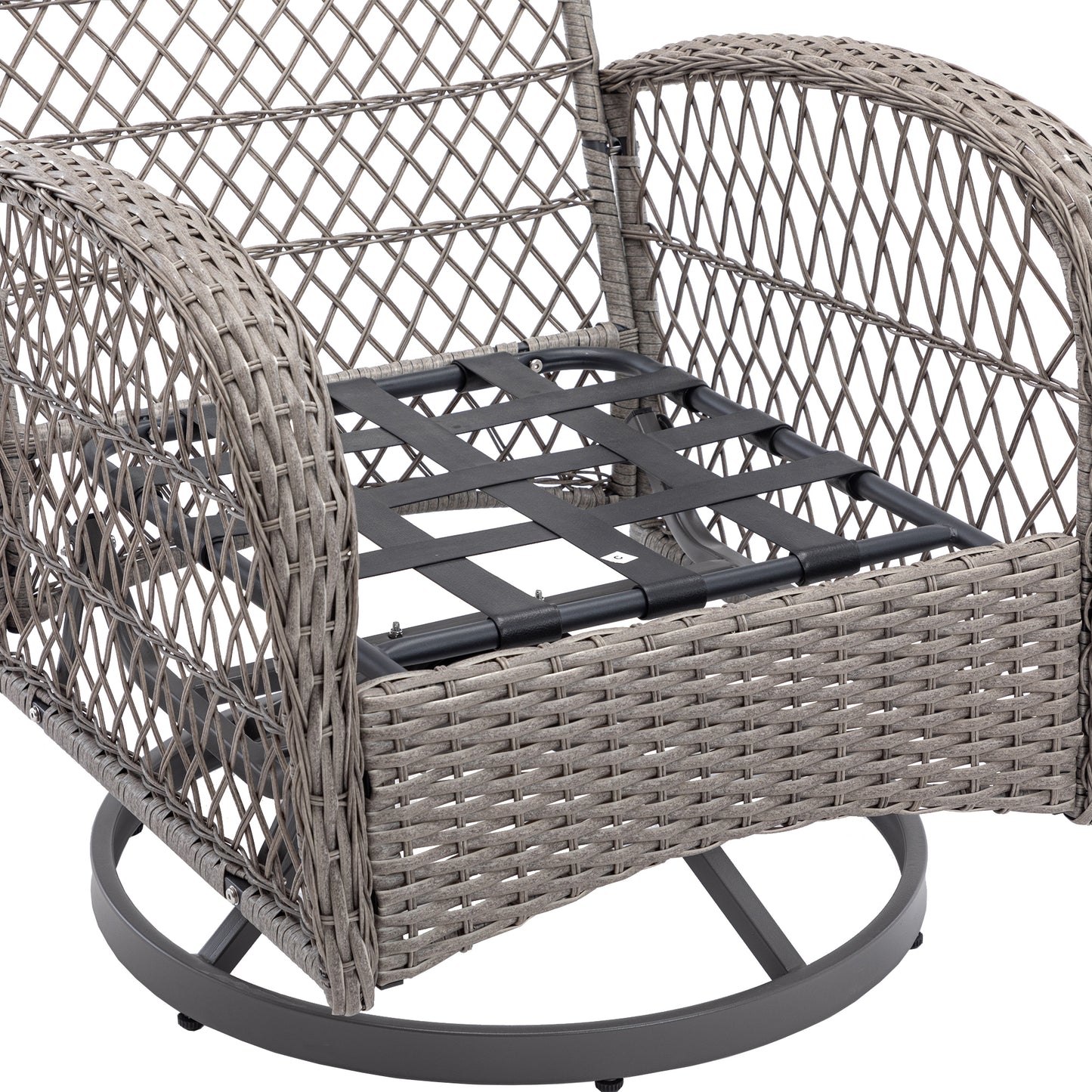 3 Pieces Outdoor Patio Chairs, 360 Degree Rocking