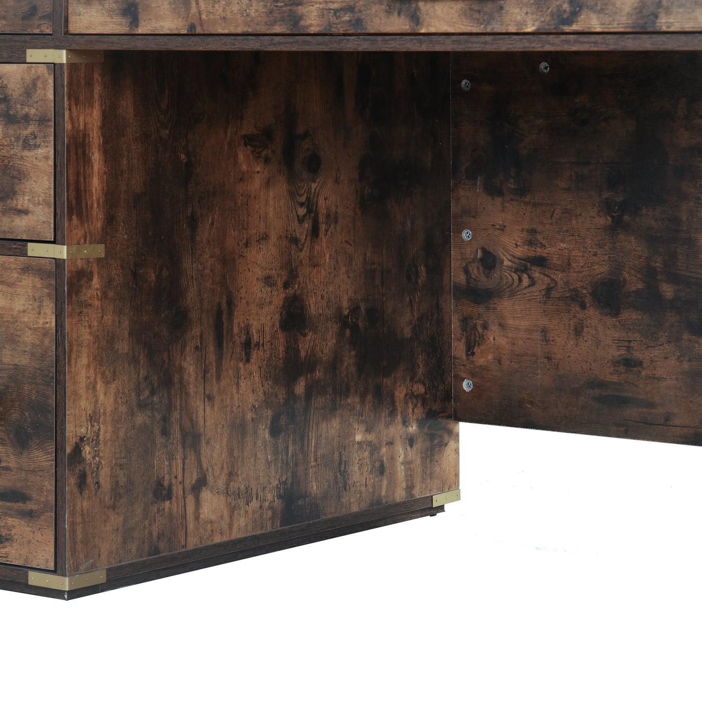Executive Desk Metal Edge with 2 file drawers, USB Ports and Outlets