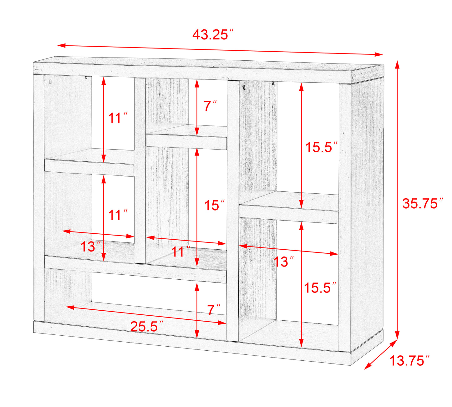Freestanding Display Storage Cabinet with 7 Cube Storage Spaces