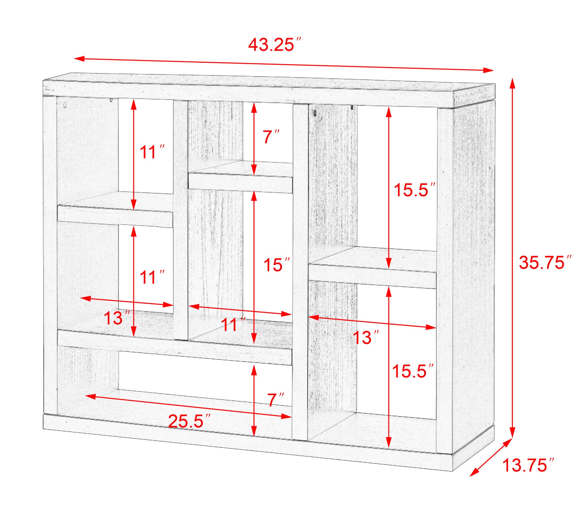 Freestanding Display Storage Cabinet with 7 Cube Storage Spaces