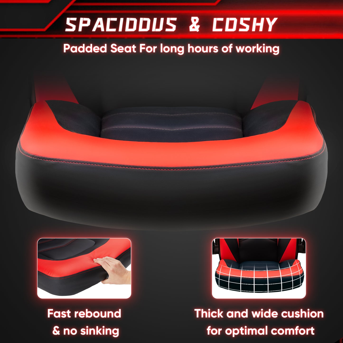 Leather Gaming Chair Ergonomic Office, Lumbar Support, Height Adjustable