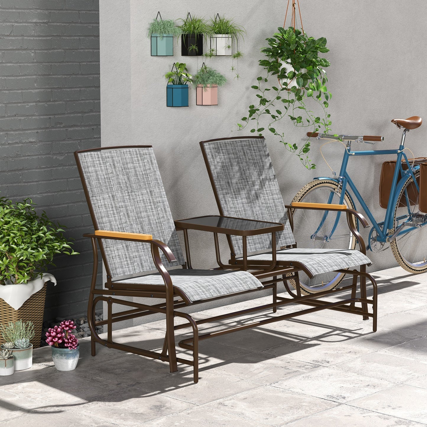 2 Person Outdoor Glider Bench, Patio Swing Glider Chair Loveseat