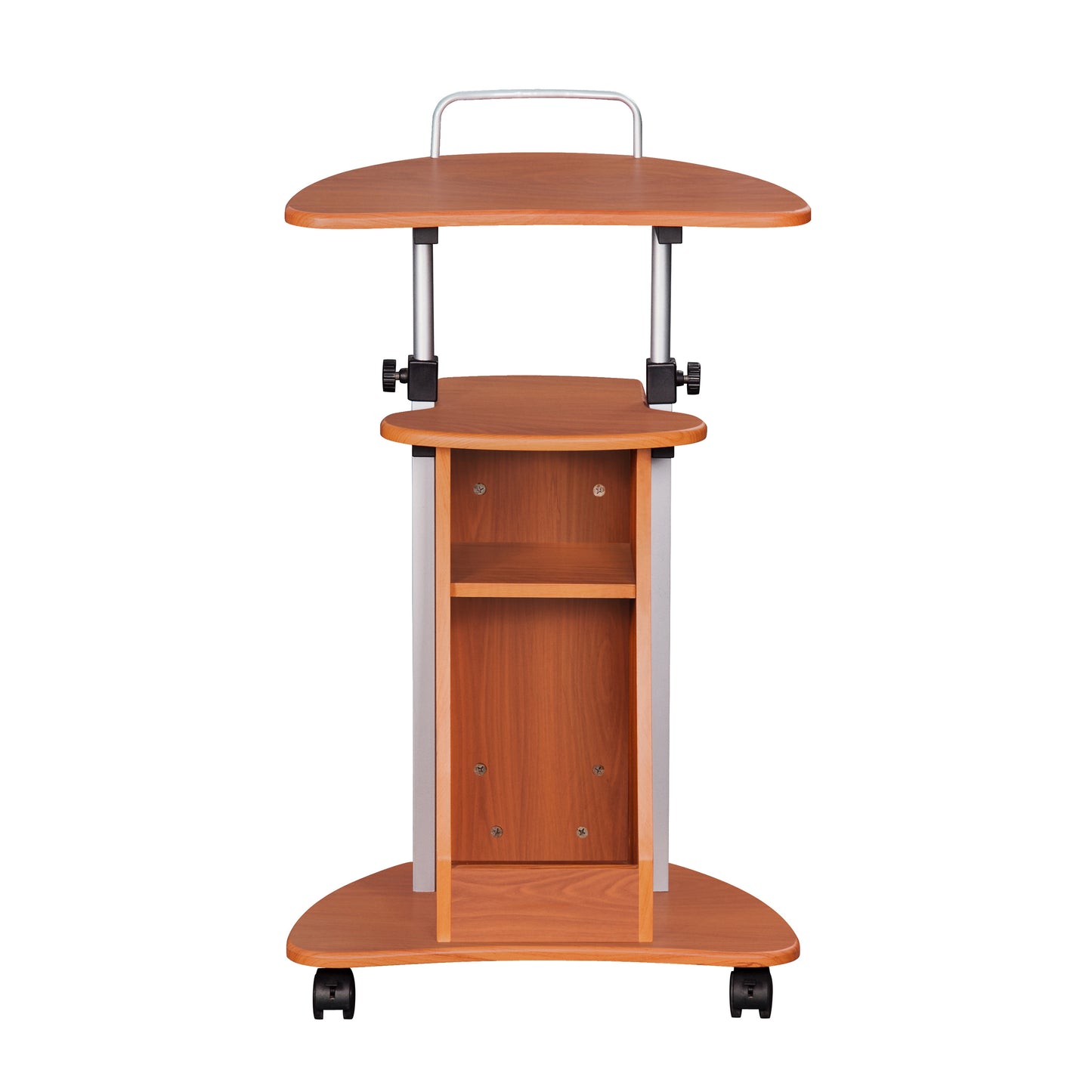 Techni Mobili Sit-to-Stand Rolling Adjustable Height Laptop Cart, Storage