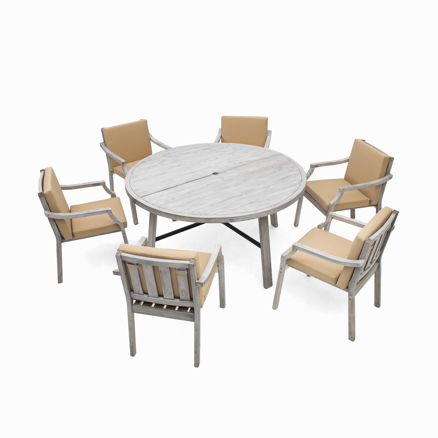 Outdoor Dinning Set 6-Person Outdoor, Umbrella Removable Cushions