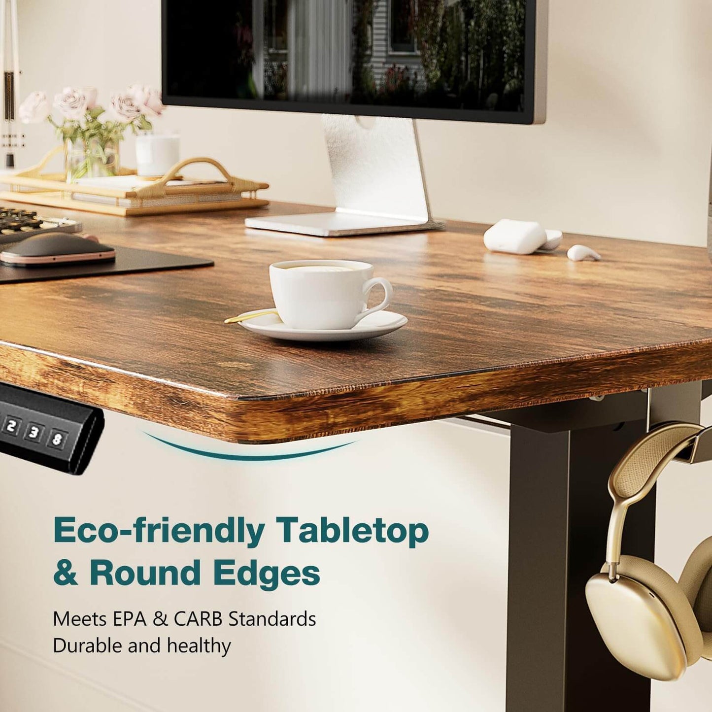 Electric Height Adjustable Standing Desk, Ergonomic Computer