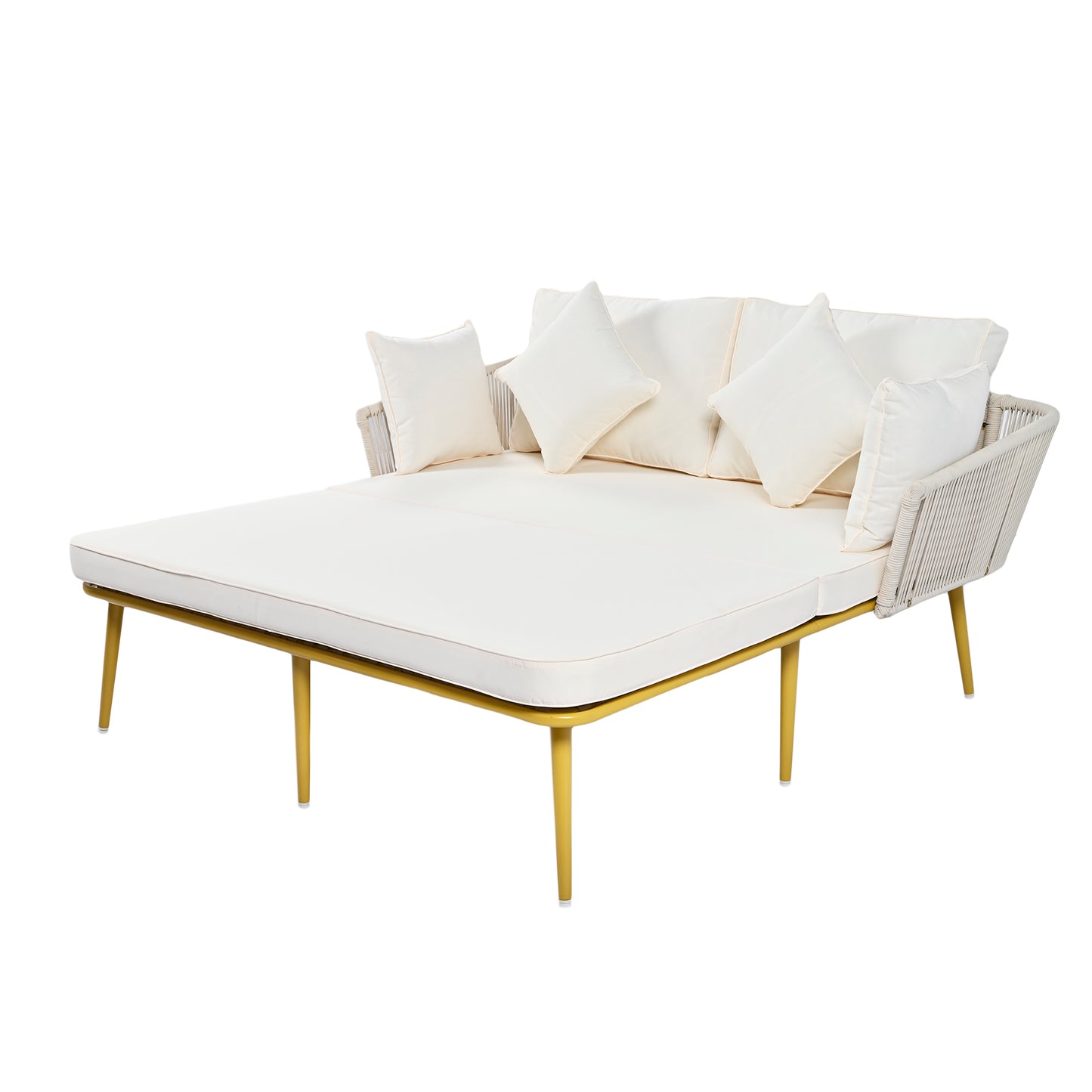 Outdoor Patio Daybed, Backrest with Washable Cushions