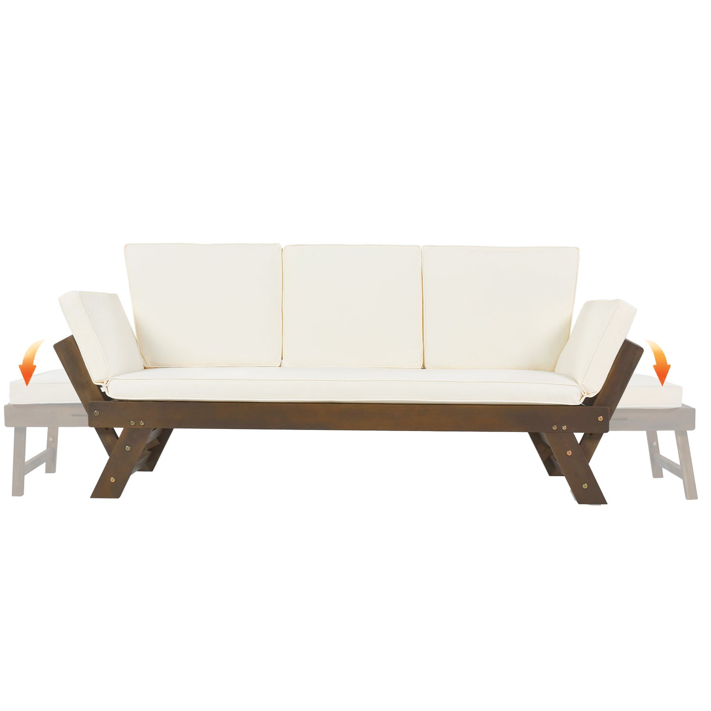 Outdoor Adjustable Patio, Daybed Sofa Chaise Lounge, Cushions