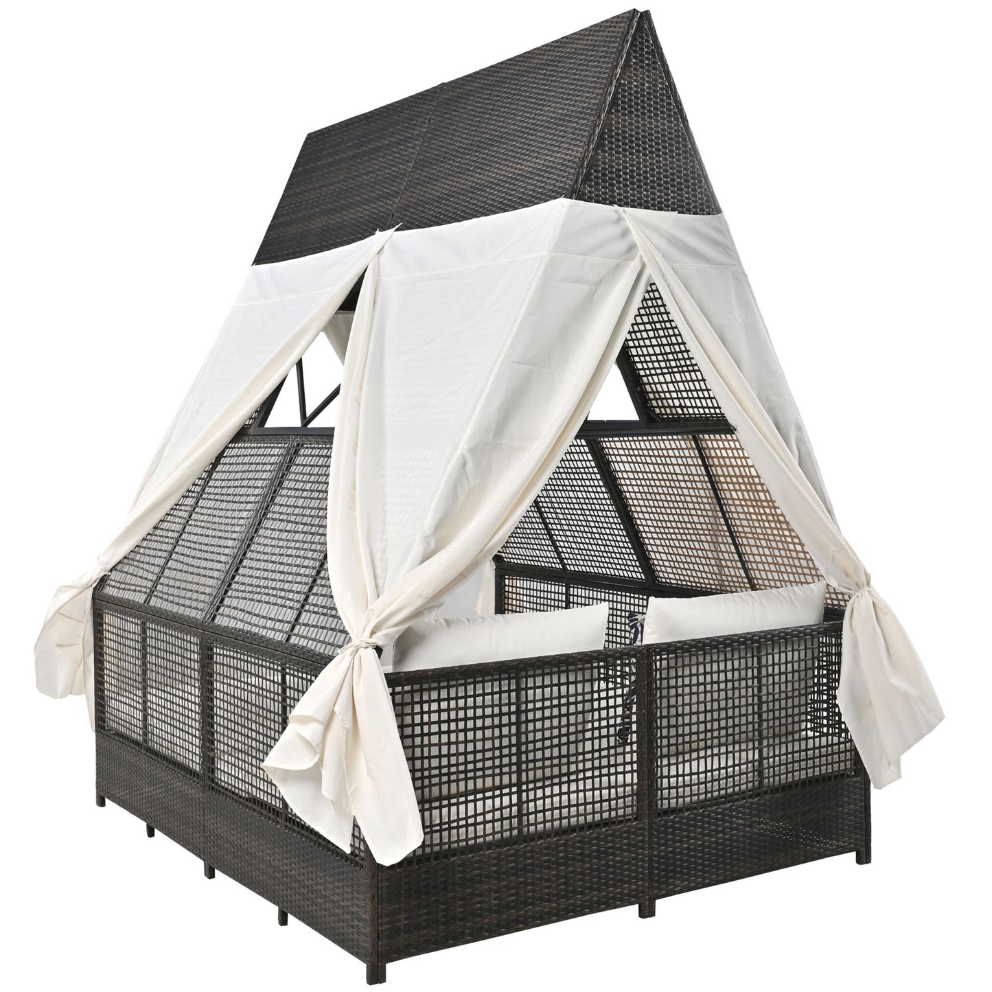 Outdoor Daybed Patio Lounge Bed, Adjustable Backrest