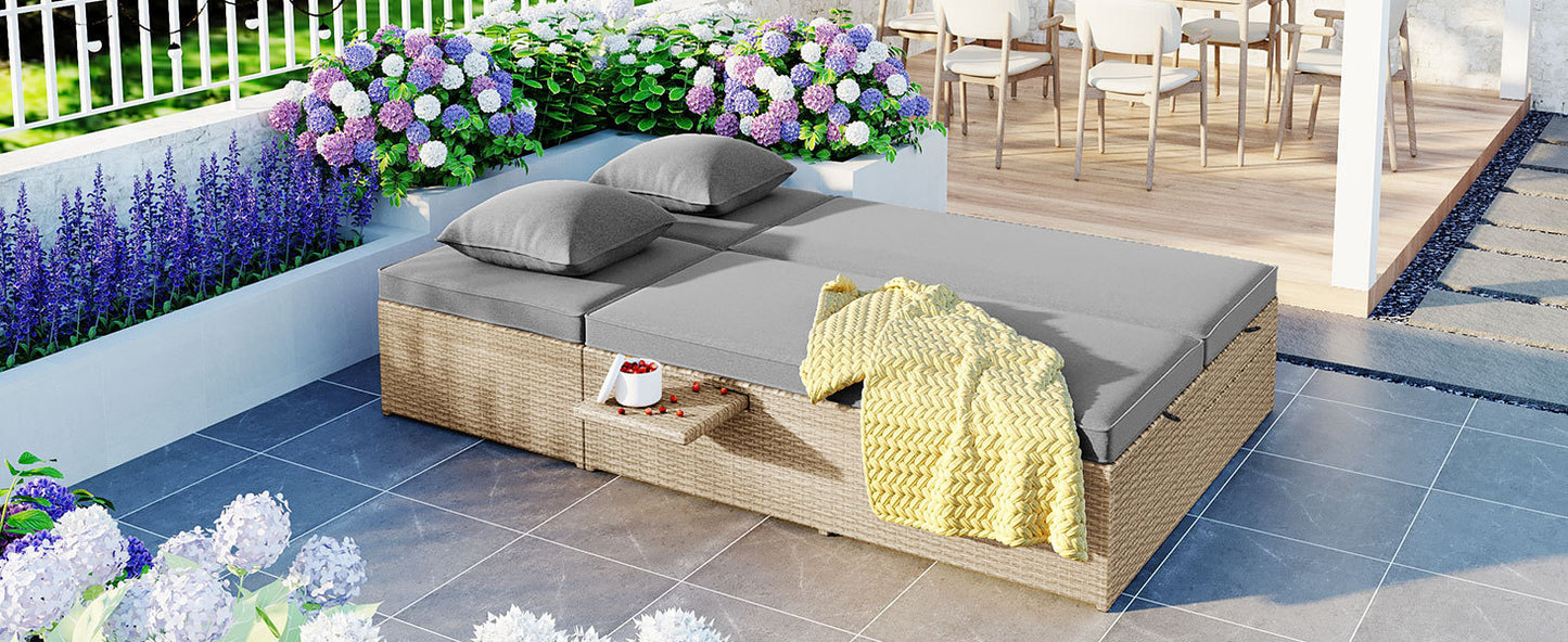 Outdoor Double Patio, Reclining Chairs, Adjustable Backrest Seat