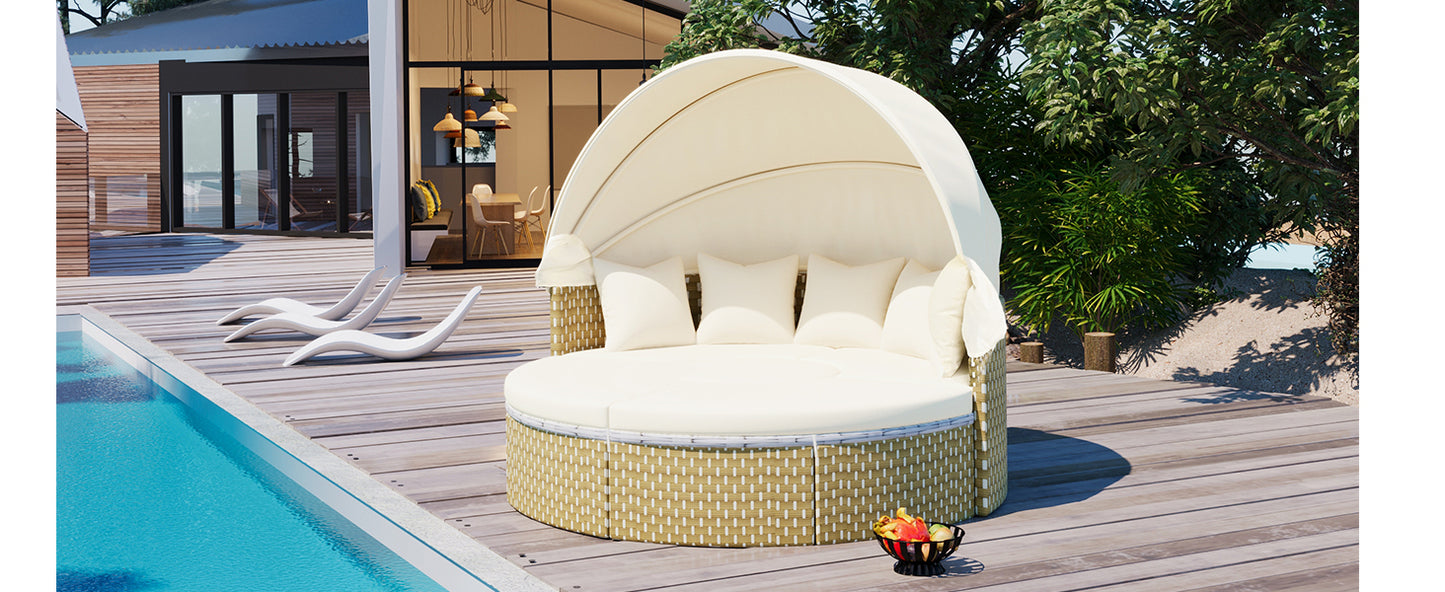 Patio Furniture Round Outdoor Sectional Sofa Set, Daybed