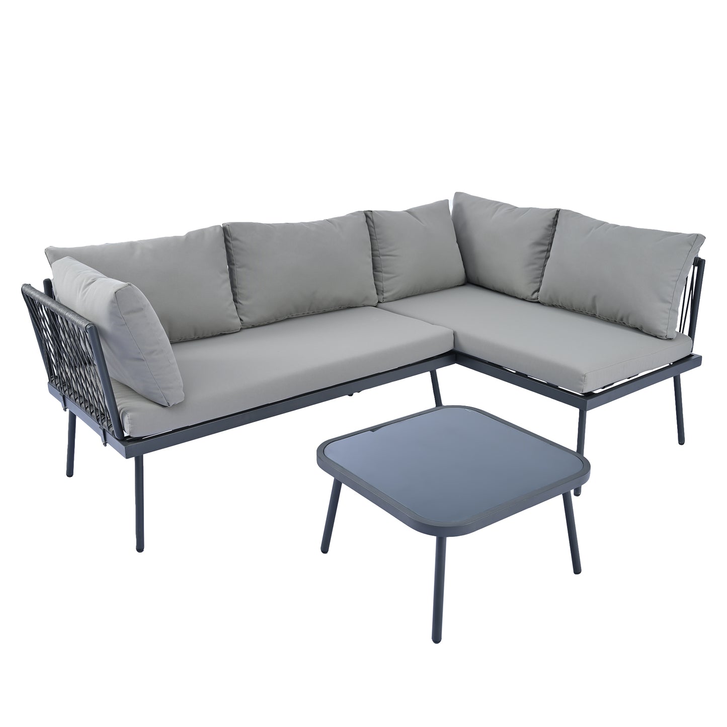Modern Outdoor 3-Piece Sofa Set All Weather Patio