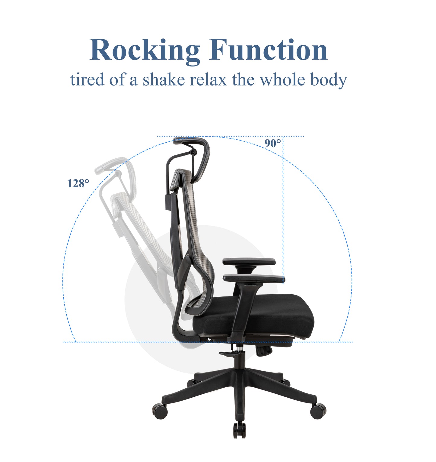 Executive office chair with headrest and 2D armrest