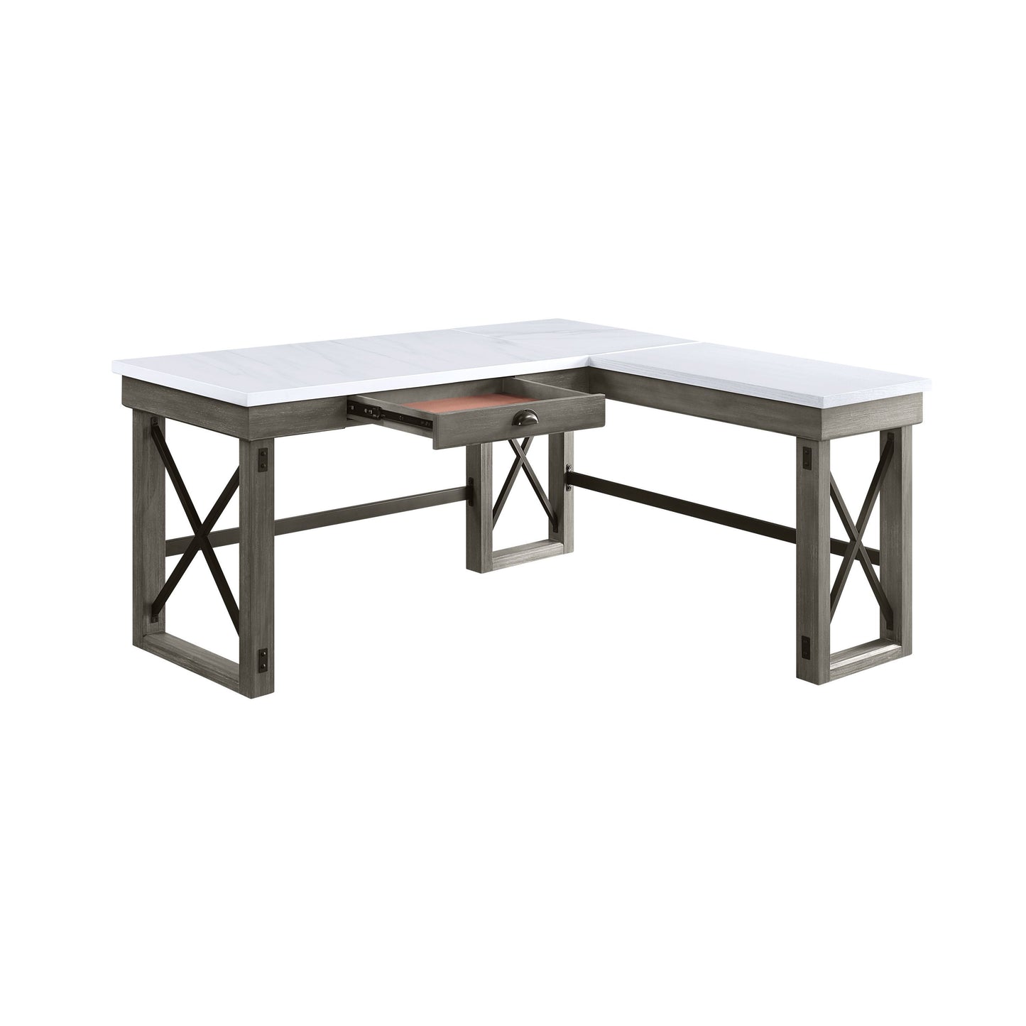 ACME Desk w/Lift Top in Marble Top & Weathered Gray Finish
