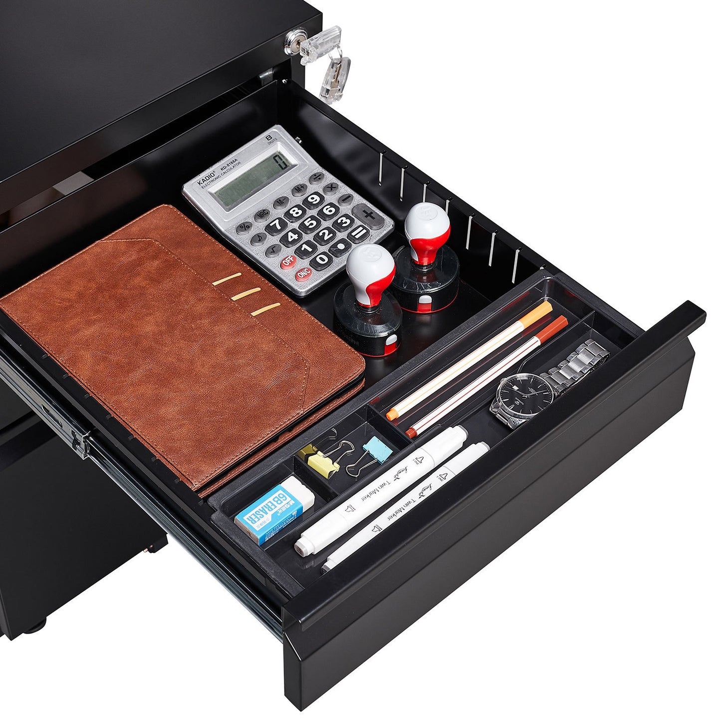 3-Drawer Mobile File Cabinet with Lock, Office Storage