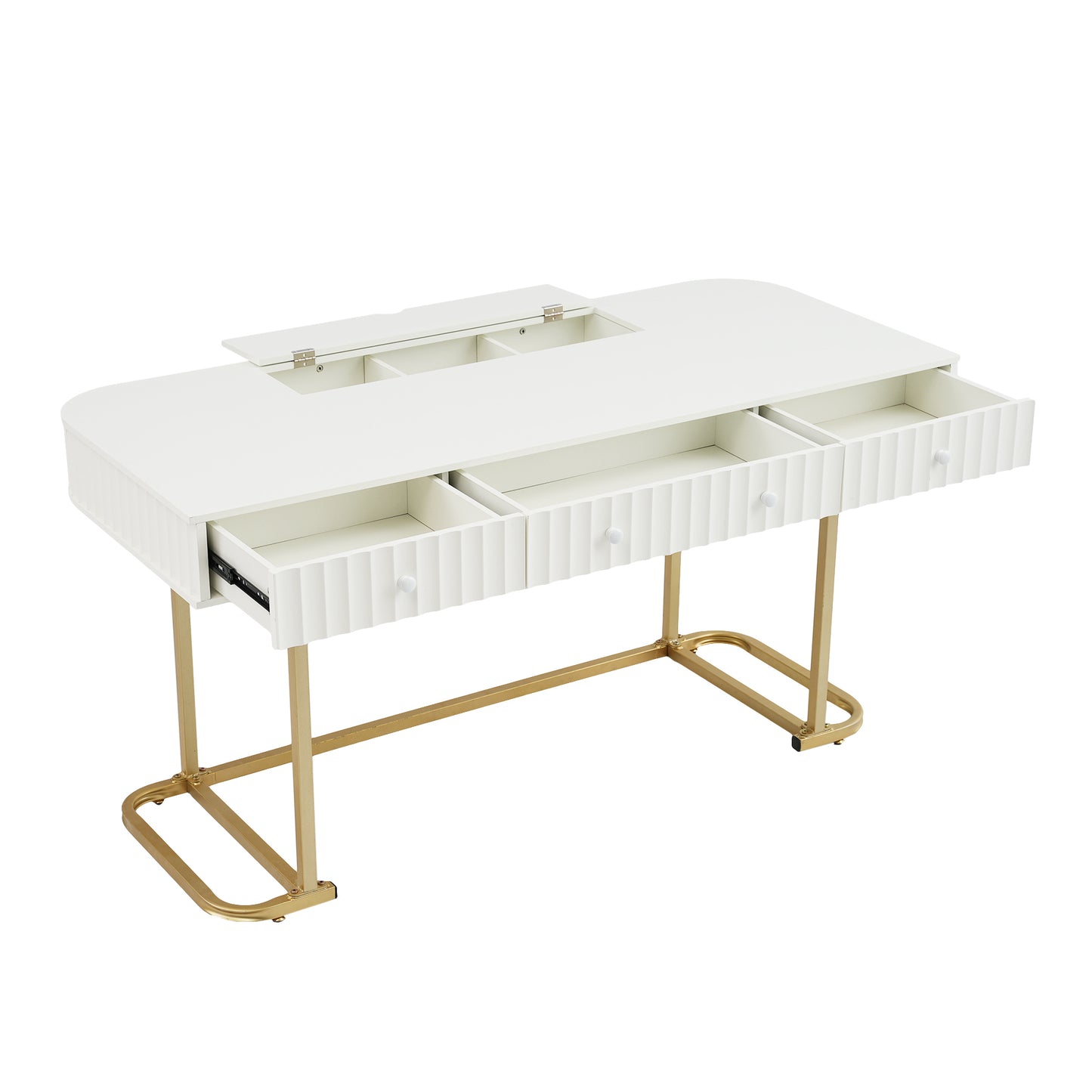Executive Curved Office Desk, Waveform Fluted Panel Design
