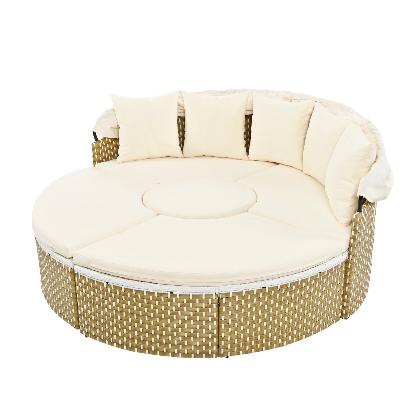 Patio Furniture Round Outdoor Sectional Sofa Set, Daybed