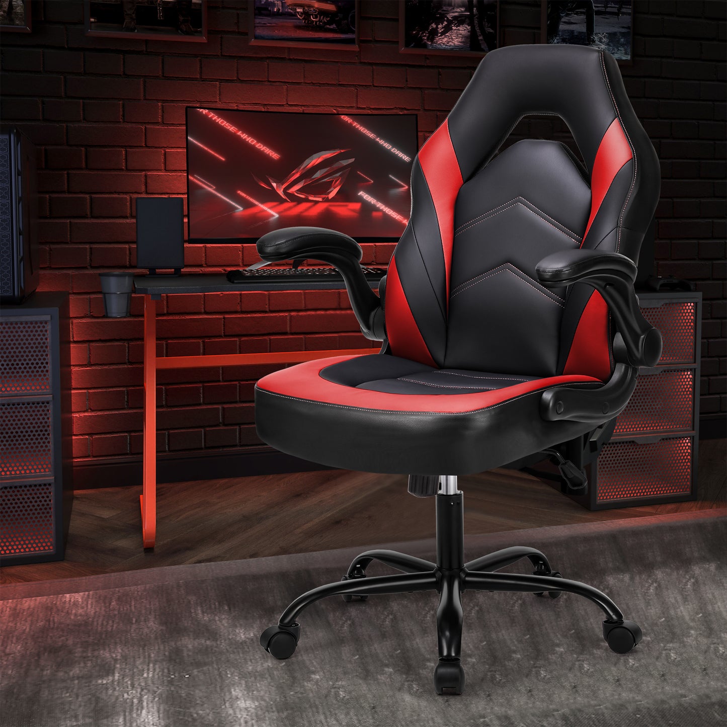 Leather Gaming Chair Ergonomic Office, Lumbar Support, Height Adjustable
