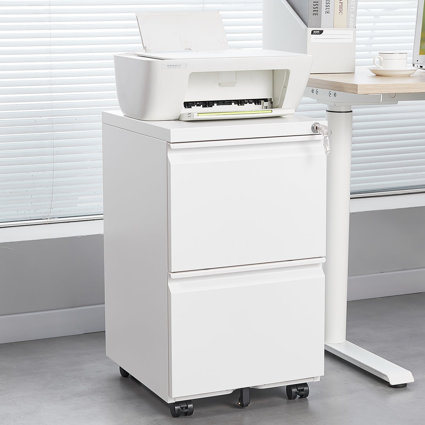 2 Drawer Mobile File Cabinet with Lock, Desk Office