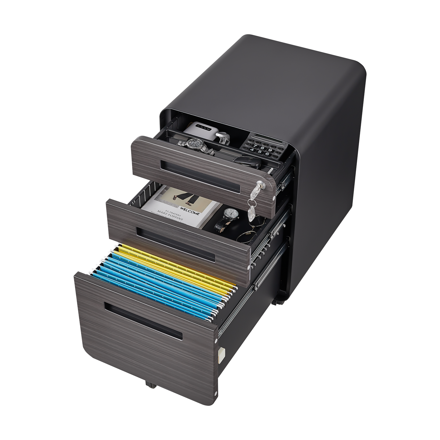 3 Drawer Mobile File Cabinet Under Desk Office