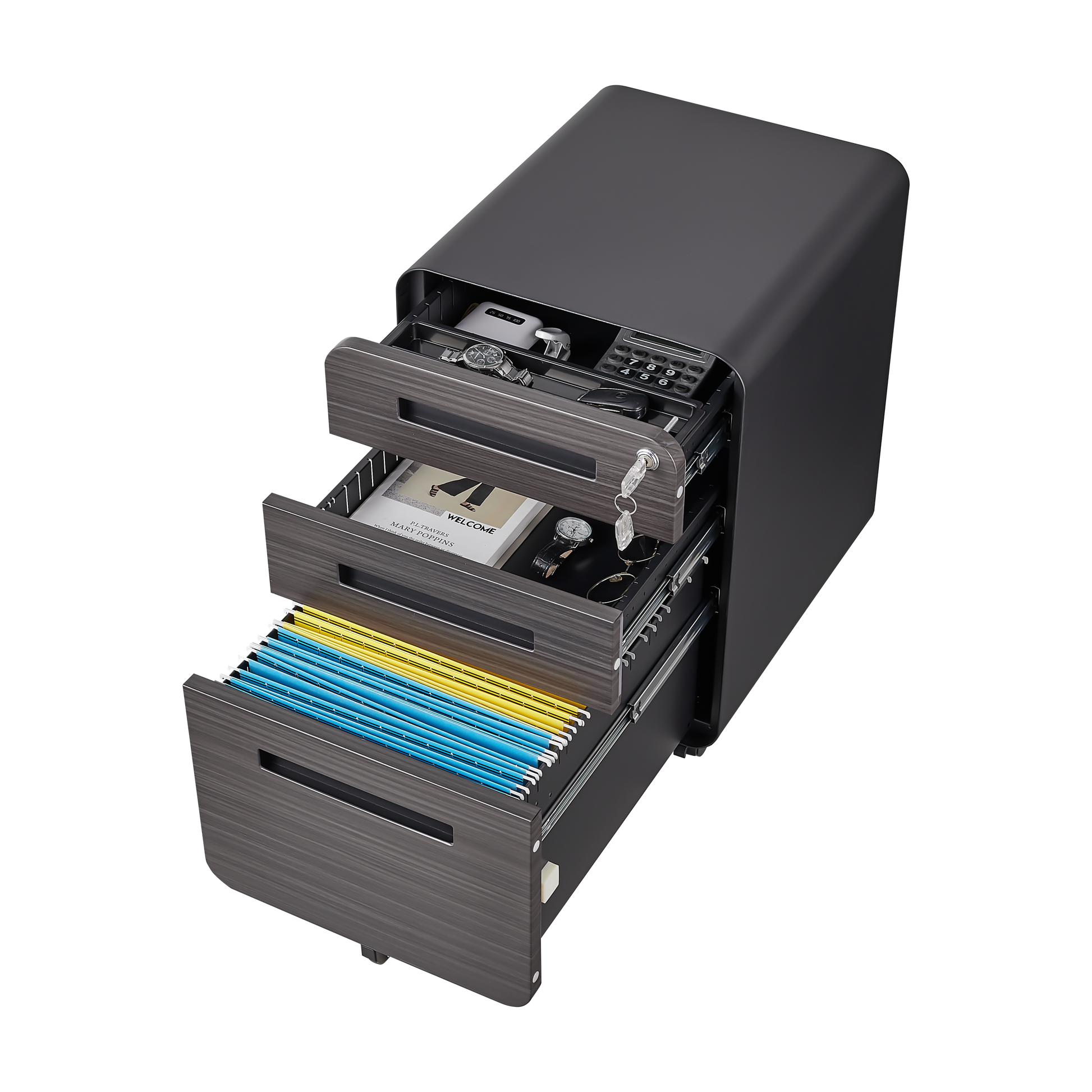 3 Drawer Mobile File Cabinet Under Desk Office