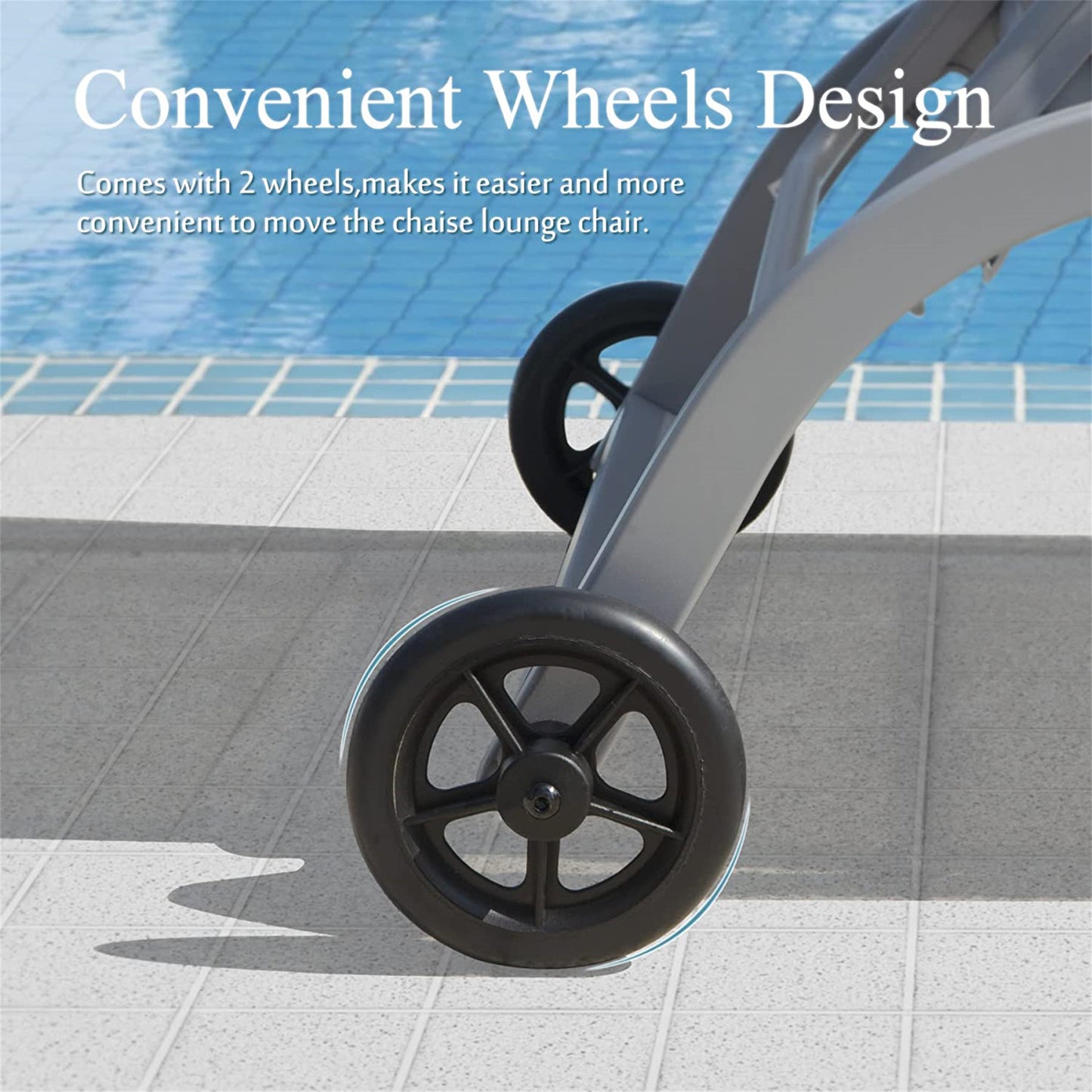 Chaise Lounge Outdoor Set of 3, Lounge Chair, Wheels