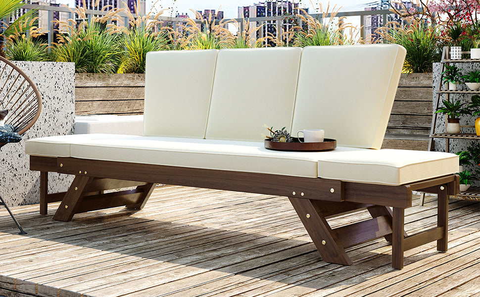 Outdoor Adjustable Patio, Daybed Sofa Chaise Lounge, Cushions