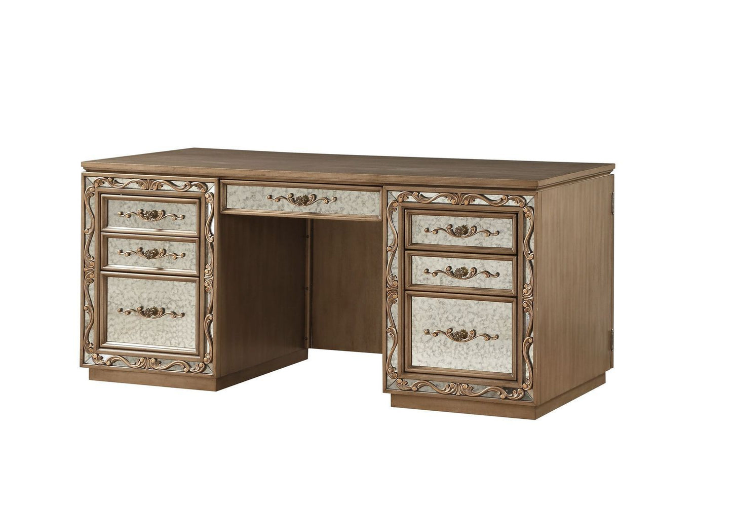 ACME Orianne Computer Desk & Hutch in Antique Gold