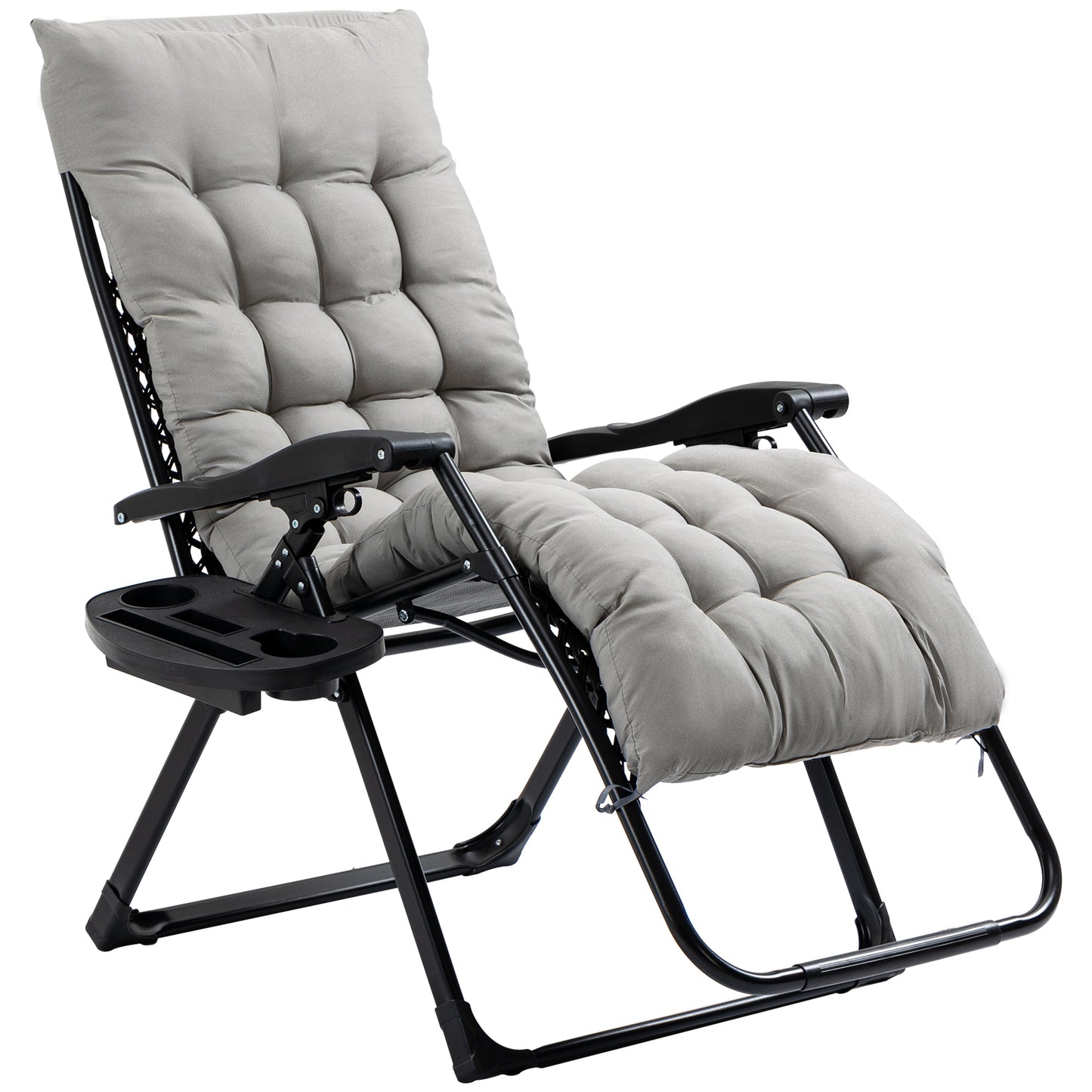 Zero Gravity Chair, Folding Reclining Lounge Chair, Padded Cushion, Side Tray