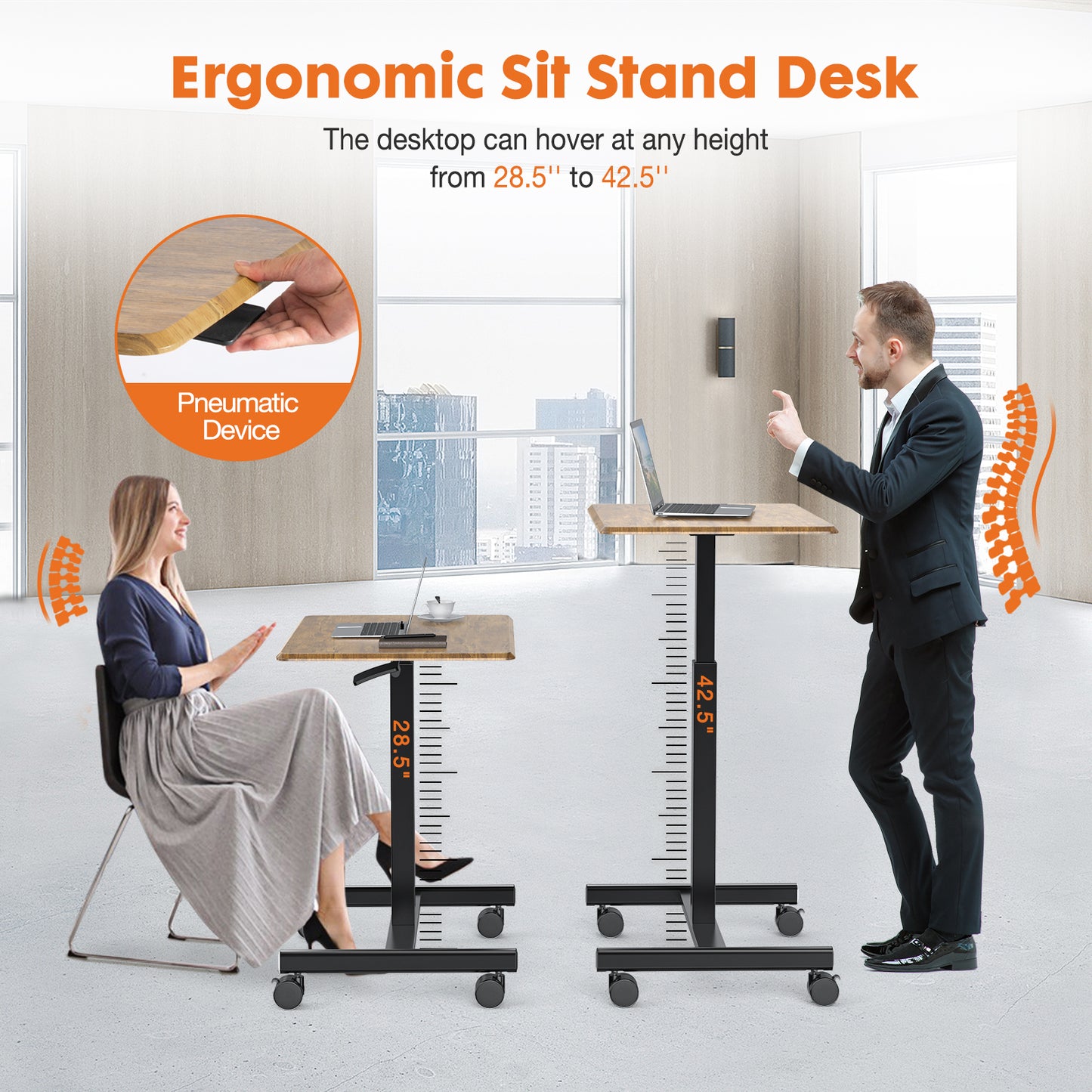 Mobile Rolling Standing Rolling Desk Laptop Computer Cart for Home