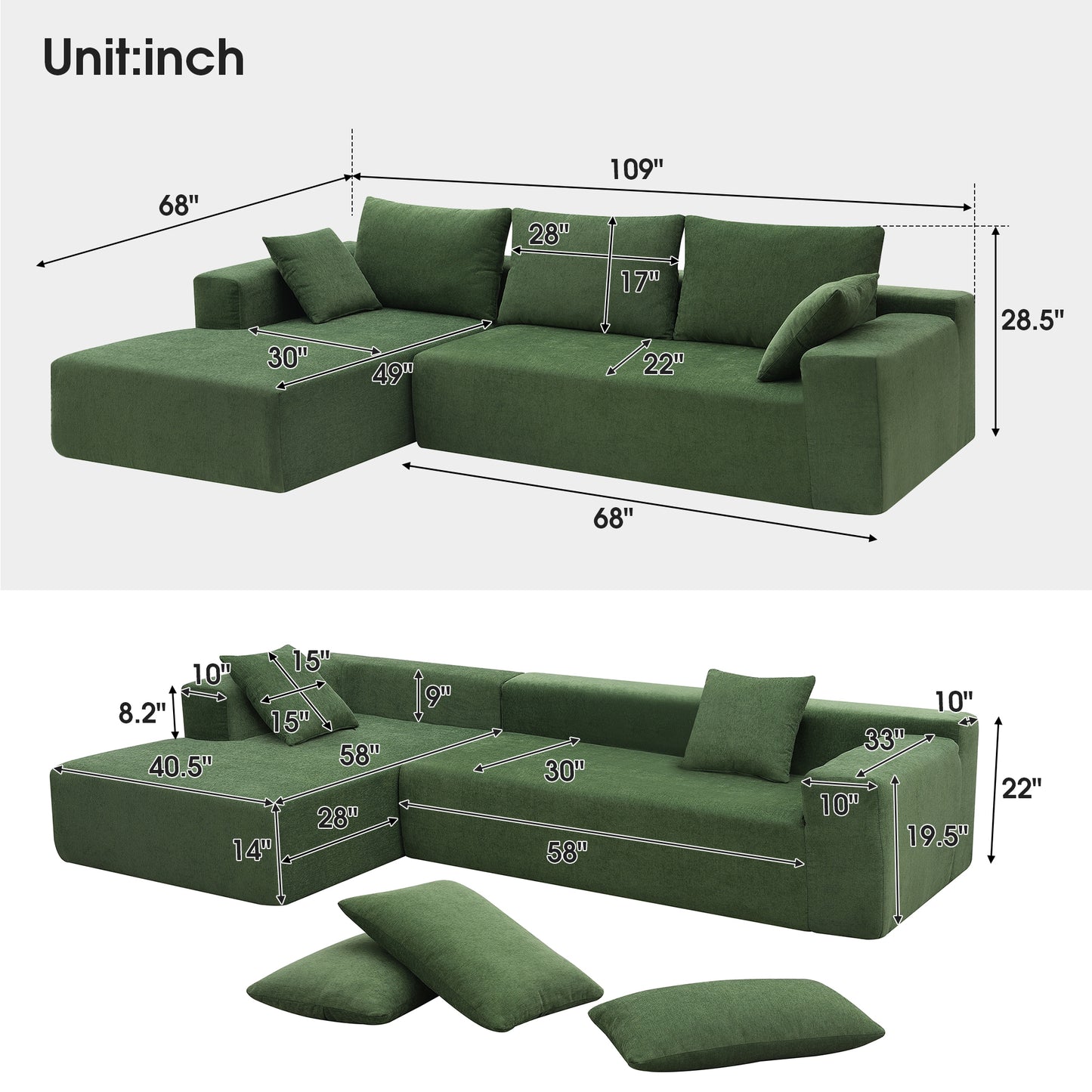 Sectional Sleeper, Living Room, 2 PC, L-Shape