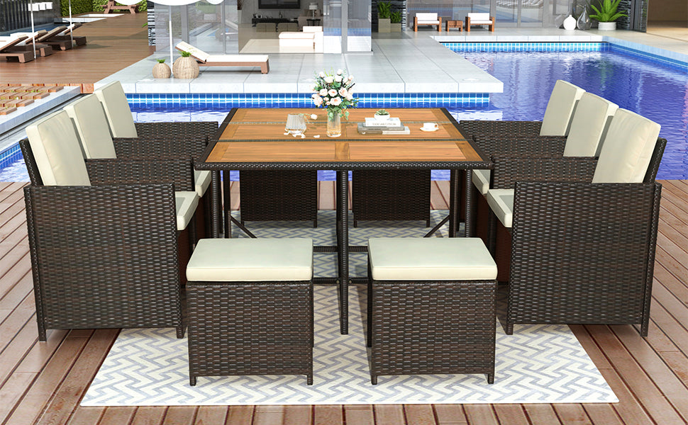 11-Piece Patio All-Weather P Dining Table Set Tabletop