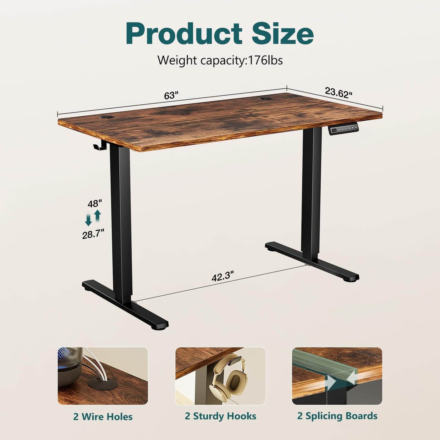 Electric Height Adjustable Standing Desk, Ergonomic Computer