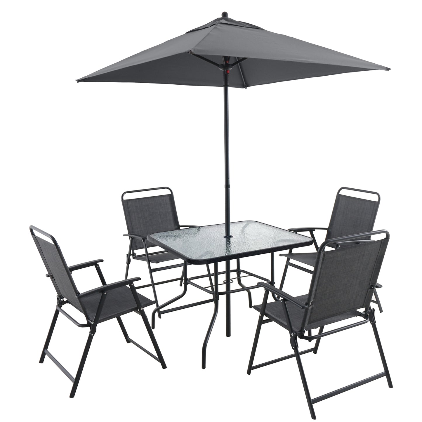 Outdoor Patio Dining Set for 4 People, Table and Chair Set, Umbrella