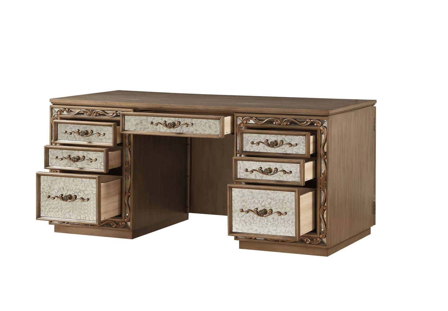 ACME Orianne Computer Desk & Hutch in Antique Gold