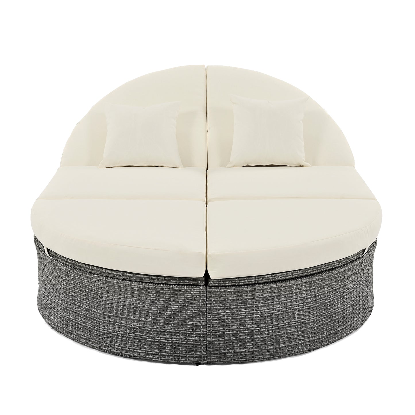 Outdoor Sun Bed Patio 2-Person Daybed, Cushions, Pillows