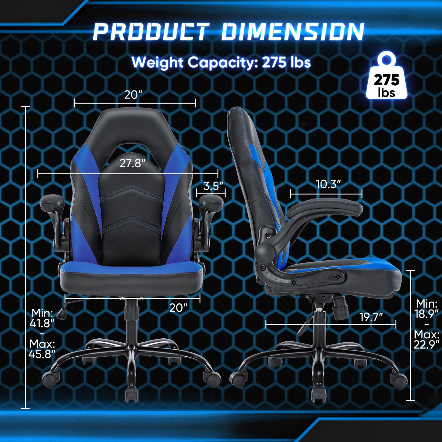 Gaming Leather Computer Ergonomic Office Chair, Lumbar Support