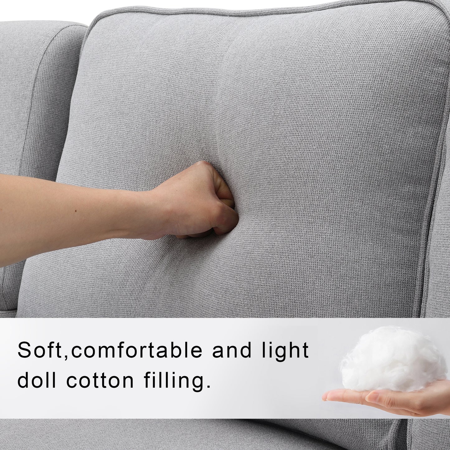 Upholstered Sofa, Console, USB, Linen, 4 Pillows (4-Seat)